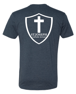 Custom Apparel - Screen Printing - St. Joseph Catholic School - Adult Unisex T-Shirt (Be Brave) Black/ Navy - St. Joesph Catholic School Fall 2024 - 16608