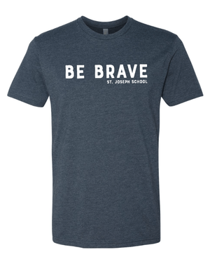 Custom Apparel - Screen Printing - St. Joseph Catholic School - Adult Unisex T-Shirt (Be Brave) Black/ Navy - St. Joesph Catholic School Fall 2024 - 16608