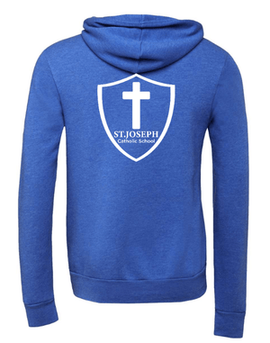 Custom Apparel - Screen Printing - St. Joseph Catholic School - Youth Fleece Pullover Hoodie (Black/ Royal) - St. Joesph Catholic School Fall 2024 - 16608