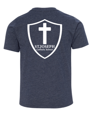 Custom Apparel - Screen Printing - St. Joseph Catholic School - Youth T-Shirt (Be Brave) Black/ Navy - St. Joesph Catholic School Fall 2024 - 16608