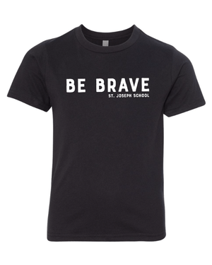 Custom Apparel - Screen Printing - St. Joseph Catholic School - Youth T-Shirt (Be Brave) Black/ Navy - St. Joesph Catholic School Fall 2024 - 16608
