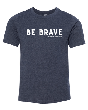 Custom Apparel - Screen Printing - St. Joseph Catholic School - Youth T-Shirt (Be Brave) Black/ Navy - St. Joesph Catholic School Fall 2024 - 16608