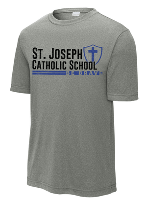 Custom Printed Apparel | St. Joseph Winter 2025 - Adult Unisex Performance T-Shirt "St. Joseph Design" (Royal/Grey) - St.Joseph W25 - 18598