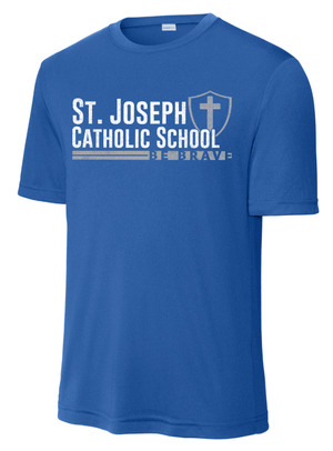 Custom Printed Apparel | St. Joseph Winter 2025 - Adult Unisex Performance T-Shirt "St. Joseph Design" (Royal/Grey) - St.Joseph W25 - 18598