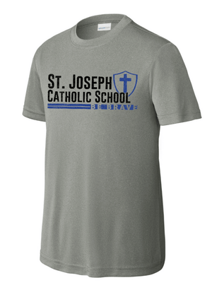Custom Printed Apparel | St. Joseph Winter 2025 - Youth Performance T-Shirt "St. Joseph Design" (Royal/Grey) - St.Joseph W25 - 18598