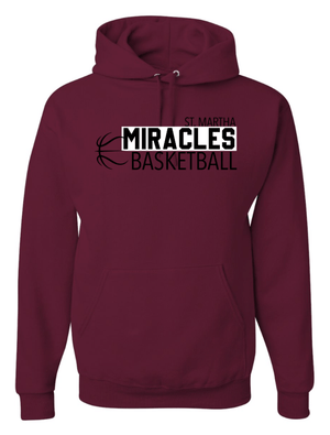 Custom Printed Apparel | St. Martha Basketball Warm Ups - Adult Maroon Hoodie - St. Martha F23 Basketball Set - 18631