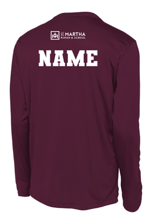 Custom Printed Apparel | St. Martha Basketball Warm - Ups Fall 2025 - Adult Maroon Long Sleeve (PERSONALIZATION REQUIRED) - St. Martha Basketball F25 - 18610