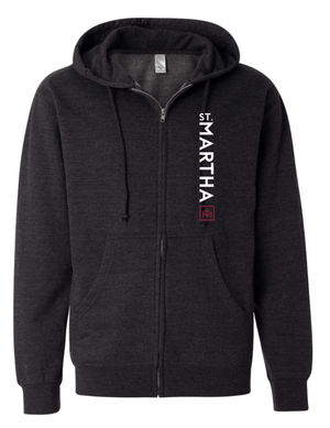 Custom Printed Apparel | St. Martha Fall 2025 - Adult Charcoal Heather Full Zip Hoodie St. Martha Vertical Design - St. Martha F25 - 18497