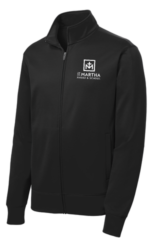 Custom Printed Apparel | St. Martha Fall 2025 - Adult Fleece Full Zip Block Logo Design (Black/Dark Grey) - St. Martha F25 - 18497