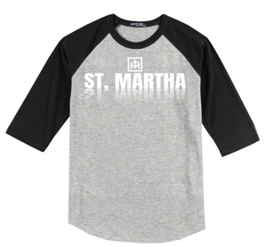 Custom Printed Apparel | St. Martha Fall 2025 - Adult Heather Grey/Black Raglan Jersey St. Martha Reflections Design - St. Martha F25 - 18497