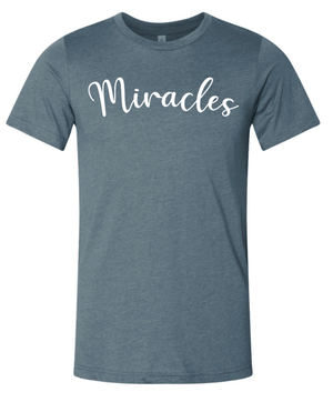 Custom Printed Apparel | St. Martha Fall 2025 - Adult Slate T-Shirt Miracles Script Design - St. Martha F25 - 18497