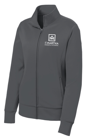 Custom Printed Apparel | St. Martha Fall 2025 - Women's Fleece Full Zip Block Logo Design (Black/Dark Grey) - St. Martha F25 - 18497