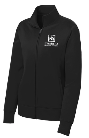 Custom Printed Apparel | St. Martha Fall 2025 - Women's Fleece Full Zip Block Logo Design (Black/Dark Grey) - St. Martha F25 - 18497