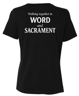 Custom Printed Apparel | St. Martha Fall 2025 - Women's T-Shirt Word and Sacrament Design (MULTIPLE COLOR OPTIONS) - St. Martha F25 - 18497