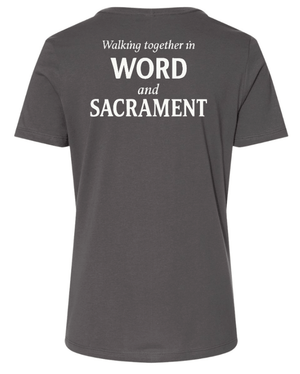 Custom Printed Apparel | St. Martha Fall 2025 - Women's T-Shirt Word and Sacrament Design (MULTIPLE COLOR OPTIONS) - St. Martha F25 - 18497