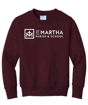 Custom Printed Apparel | St. Martha Fall 2025 - Youth Crewneck Stay Awesome Design (Maroon/Black) - St. Martha F25 - 18497