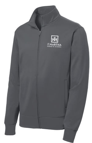 Custom Printed Apparel | St. Martha Fall 2025 - Youth Fleece Full Zip Block Logo Design (Black/Dark Grey) - St. Martha F25 - 18497