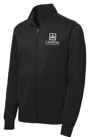 Custom Printed Apparel | St. Martha Fall 2025 - Youth Fleece Full Zip Block Logo Design (Black/Dark Grey) - St. Martha F25 - 18497