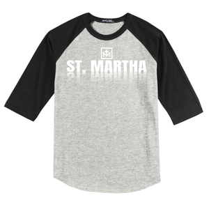 Custom Printed Apparel | St. Martha Fall 2025 - Youth Heather Grey/Black Raglan Jersey St. Martha Reflections Design - St. Martha F25 - 18497
