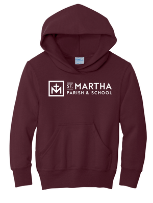 Custom Printed Apparel | St. Martha Fall 2025 - Youth Hoodie Stay Awesome Design (Maroon/Black) - St. Martha F25 - 18497