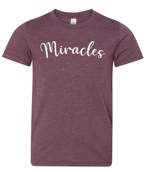 Custom Printed Apparel | St. Martha Fall 2025 - Youth T-Shirt Miracles Script Design (Slate/Maroon) - St. Martha F25 - 18497