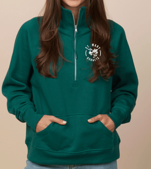 Custom Printed Apparel | St. Mary Holiday Store | Ladies Alpine Green Boxy 1/2 - Zip Fleece "White Hornet Badge" - St. Marys W25 - 18786