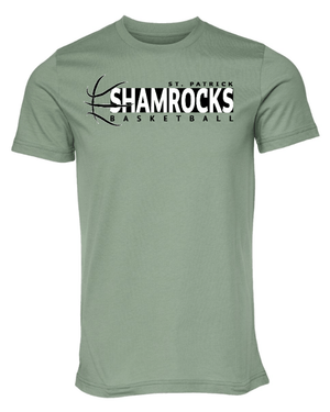 Custom Apparel - Screen Printing - St. Patrick Basketball 2024 - Adult Unisex T-Shirt (Sage / Oatmeal) - St. Patrick Basketball 2024 - 16802