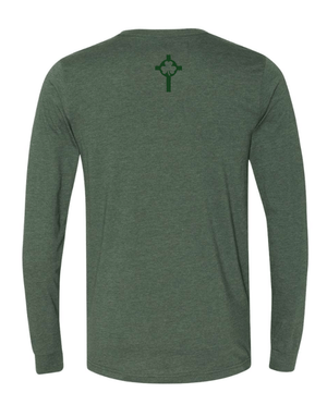 Custom Apparel - Screen Printing - St Patrick HS Football - Long Sleeve Tee Grey/ Forest - St Patrick Football - 16266
