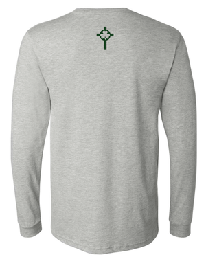 Custom Apparel - Screen Printing - St Patrick HS Football - Long Sleeve Tee Grey/ Forest - St Patrick Football - 16266