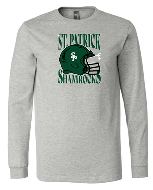 Custom Apparel - Screen Printing - St Patrick HS Football - Long Sleeve Tee Grey/ Forest - St Patrick Football - 16266