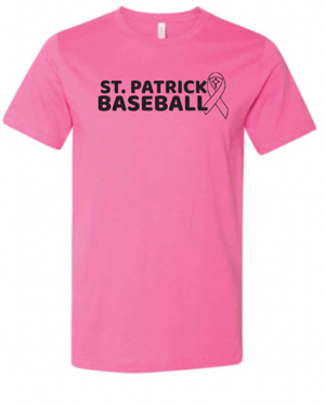 Custom Apparel - Screen Printing - St. Patrick Softball & Baseball - Charity Pink Cotton Tee **Customization Optional** - St. Patrick Softball & Baseball - 17469