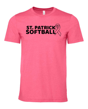 Custom Apparel - Screen Printing - St. Patrick Softball & Baseball - Charity Pink Cotton Tee **Customization Optional** - St. Patrick Softball & Baseball - 17469