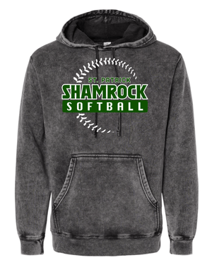 Custom Apparel - Screen Printing - St. Patrick Softball & Baseball - Midweight Mineral Wash Hoodie - St. Patrick Softball & Baseball - 17469
