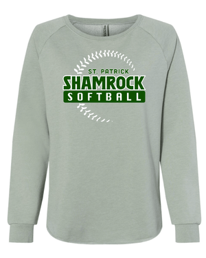 Custom Apparel - Screen Printing - St. Patrick Softball & Baseball - Women's Wave Wash Crewneck Sweatshirt - St. Patrick Softball & Baseball - 17469