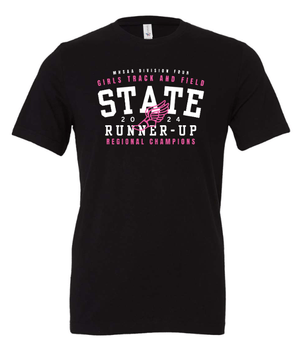 Custom Apparel - Screen Printing - St. Patrick T&F State Runner - Up 2024 - Black Adult Unisex T-Shirt - St. Patrick T&F State Runner - Up 2024 - 16015
