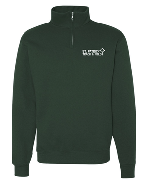 Custom Apparel - Screen Printing - St. Patrick Track & Field - Quarter Zip Sweatshirt (Forest Green / Grey) - St. Patrick Track & Field - 17323