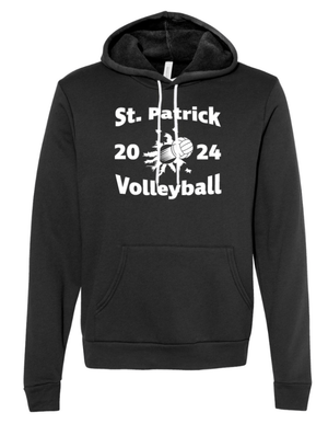 Custom Apparel - Screen Printing - St Patrick Volleyball - Adult Fleece Hoodie (Black/ Forest Green) - St Patrick Volleyball - 16496