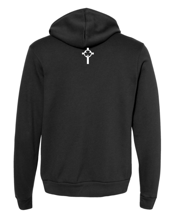 Custom Apparel - Screen Printing - St Patrick Volleyball - Adult Fleece Hoodie (Black/ Forest Green) - St Patrick Volleyball - 16496