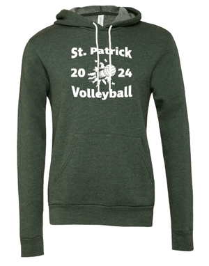Custom Apparel - Screen Printing - St Patrick Volleyball - Adult Fleece Hoodie (Black/ Forest Green) - St Patrick Volleyball - 16496