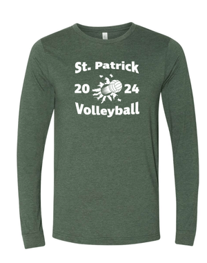 Custom Apparel - Screen Printing - St Patrick Volleyball - Adult Unisex Long Sleeve T-Shirt (Forest Green) - St Patrick Volleyball - 16496