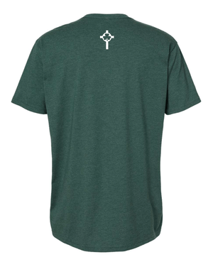 Custom Apparel - Screen Printing - St. Patrick Volleyball - Adult Unisex T-Shirt (Forest Green/ Charcoal) - St Patrick Volleyball - 16496
