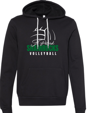 Custom Printed Apparel | St. Patrick Volleyball - Unisex Fleece Hooded Sweatshirt *Black / White* - St. Pat's Volleyball 25 - 17999