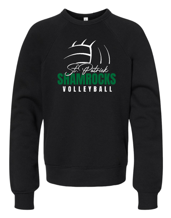 Custom Printed Apparel | St. Patrick Volleyball - Youth Fleece Crewneck Sweatshirt *Black* - St. Pat's Volleyball 25 - 17999