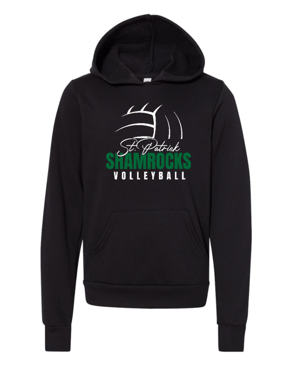 Custom Printed Apparel | St. Patrick Volleyball - Youth Fleece Hoodie *Black* - St. Pat's Volleyball 25 - 17999