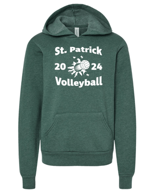 Custom Apparel - Screen Printing - St Patrick Volleyball - Youth Fleece Hoodie Forest Green - St Patrick Volleyball - 16496