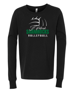 Custom Printed Apparel | St. Patrick Volleyball - Youth Long Sleeve T-Shirt *Black / White* - St. Pat's Volleyball 25 - 17999