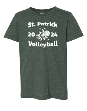 Custom Apparel - Screen Printing - St Patrick Volleyball - Youth T-Shirt Forest Green - St Patrick Volleyball - 16496