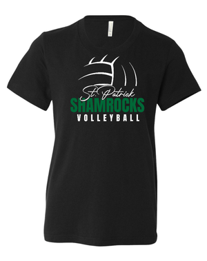 Custom Printed Apparel | St. Patrick Volleyball - Youth T-Shirt *White / Black* - St. Pat's Volleyball 25 - 17999