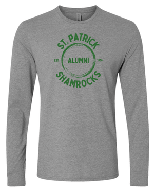 Custom Printed Apparel | St. Pats Alumni Apparel Fall 2025 - Adult Dark Grey Long Sleeve Tee - St. Pats White/Alumni Apparel F25 - 18428