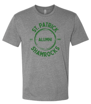 Custom Printed Apparel | St. Pats Alumni Apparel Fall 2025 - Adult Dark Grey T-Shirt - St. Pats White/Alumni Apparel F25 - 18428